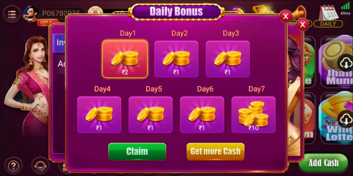 You can check in daily and earn more bonus